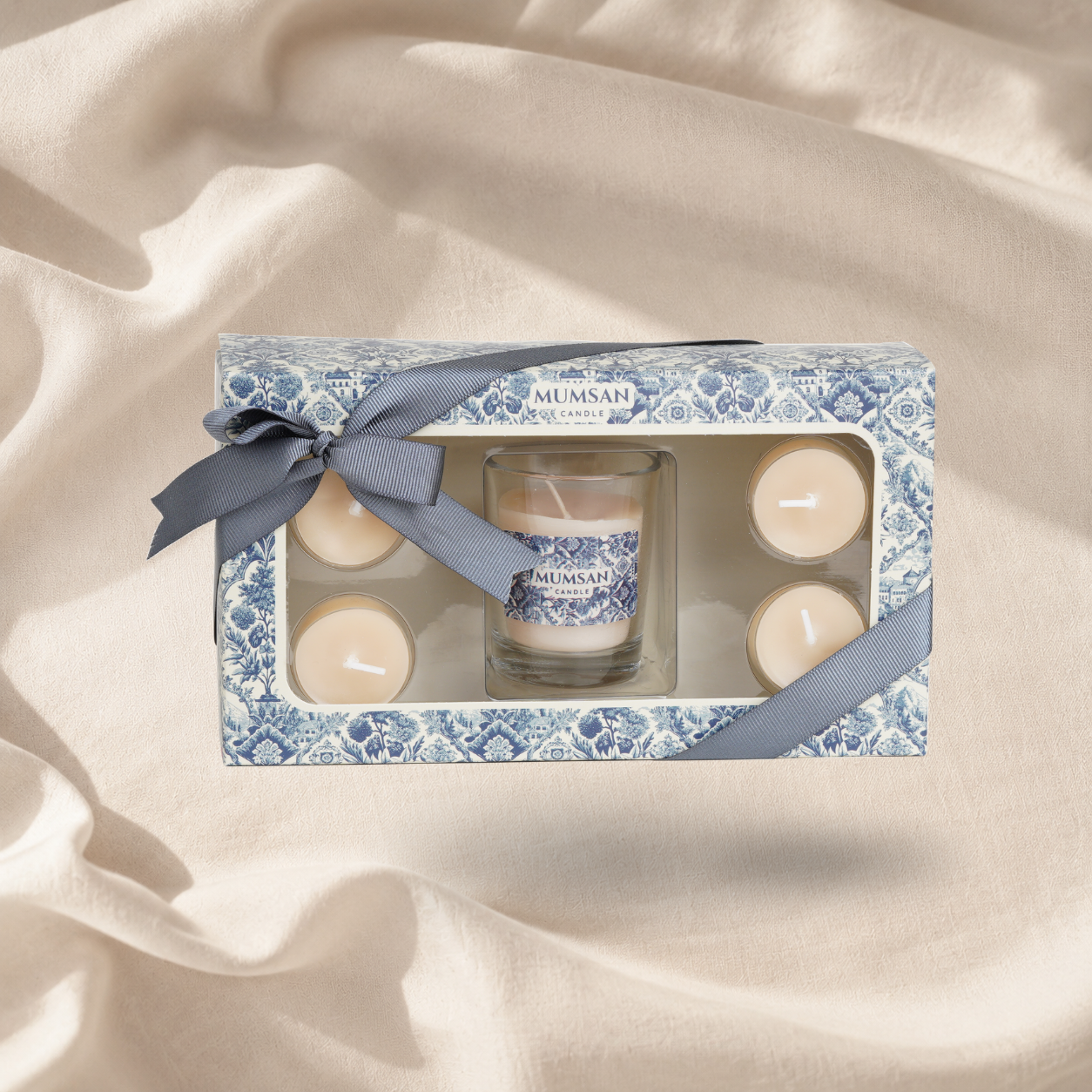 Vintage Işıltı Bardak Mum ve Tealight Hediye Seti