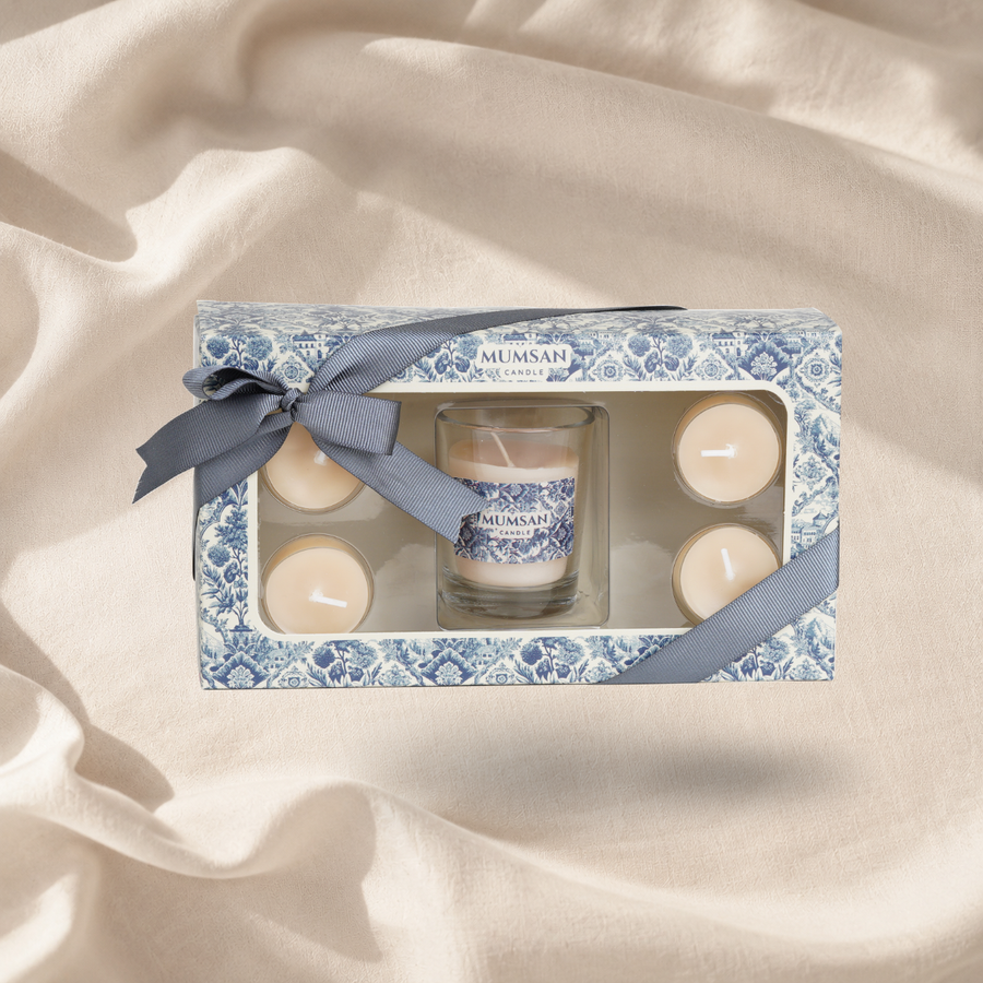 Vintage Işıltı Bardak Mum ve Tealight Hediye Seti
