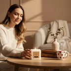 MUMSAN CANDLE beyaz küp mum, 7x7x7 cm boyutlarında, sade ve modern tasarımıyla evinize sıcaklık katıyor.
