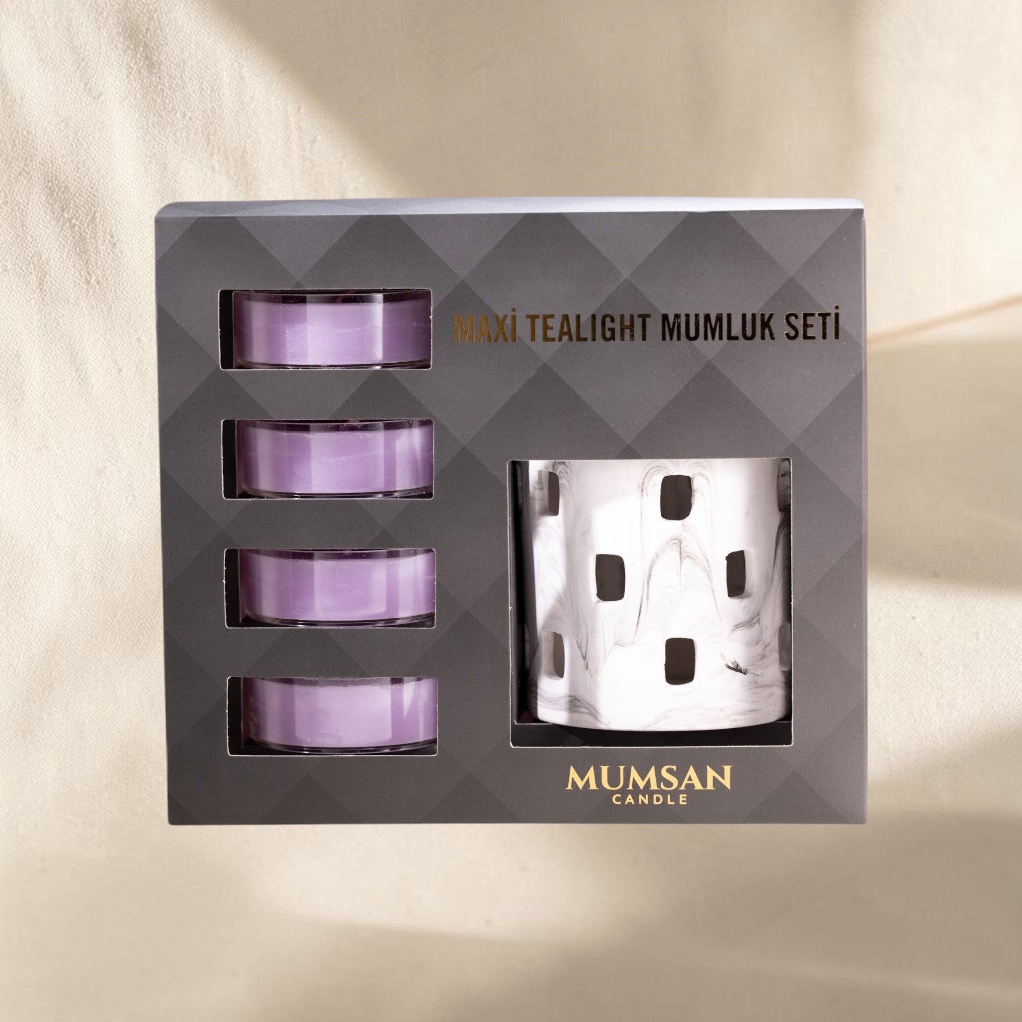 Maxi Tealight Holder Set - 4 Tealight Candles + Holders