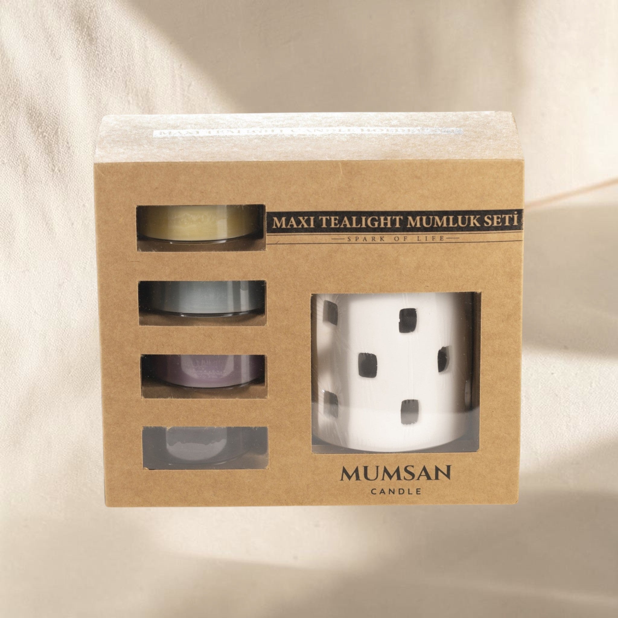 Maxi Tealight Holder Set - 4 Tealight Candles + Holders