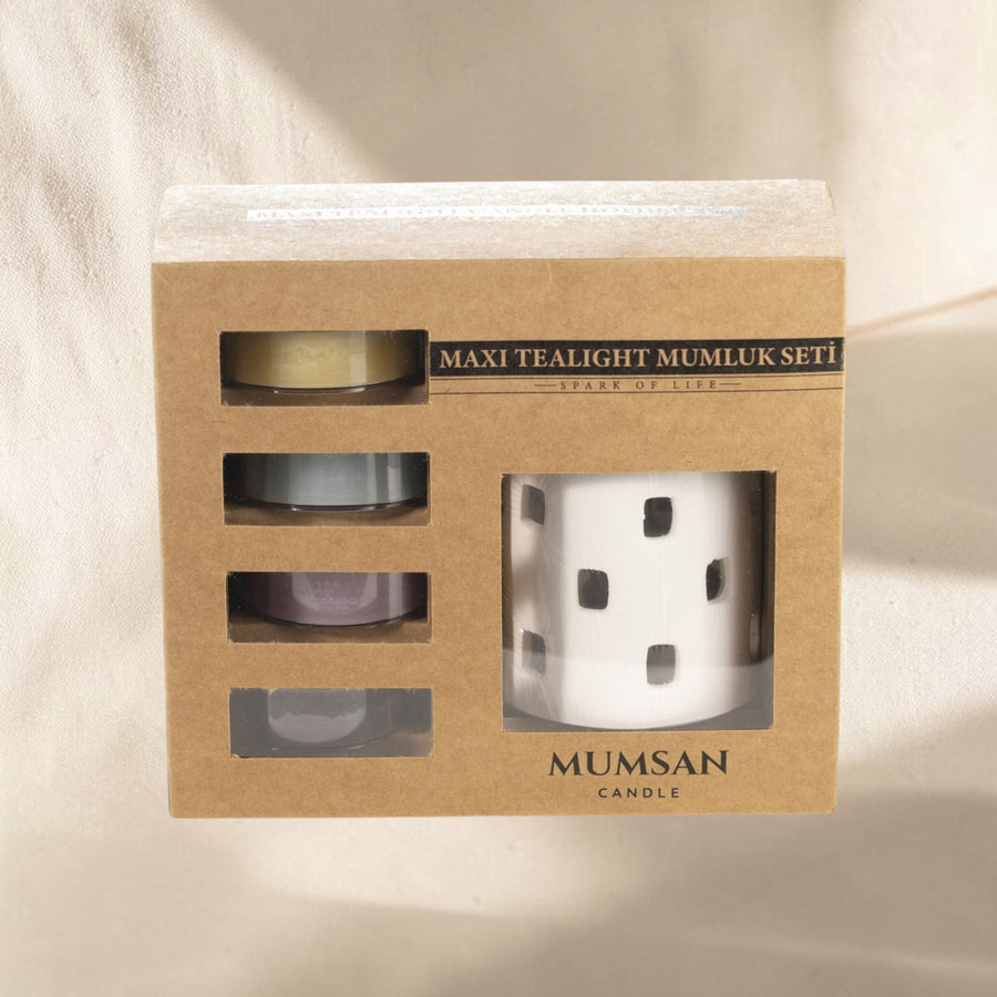 Maxi Tealight Holder Set - 4 Tealight Candles + Holders