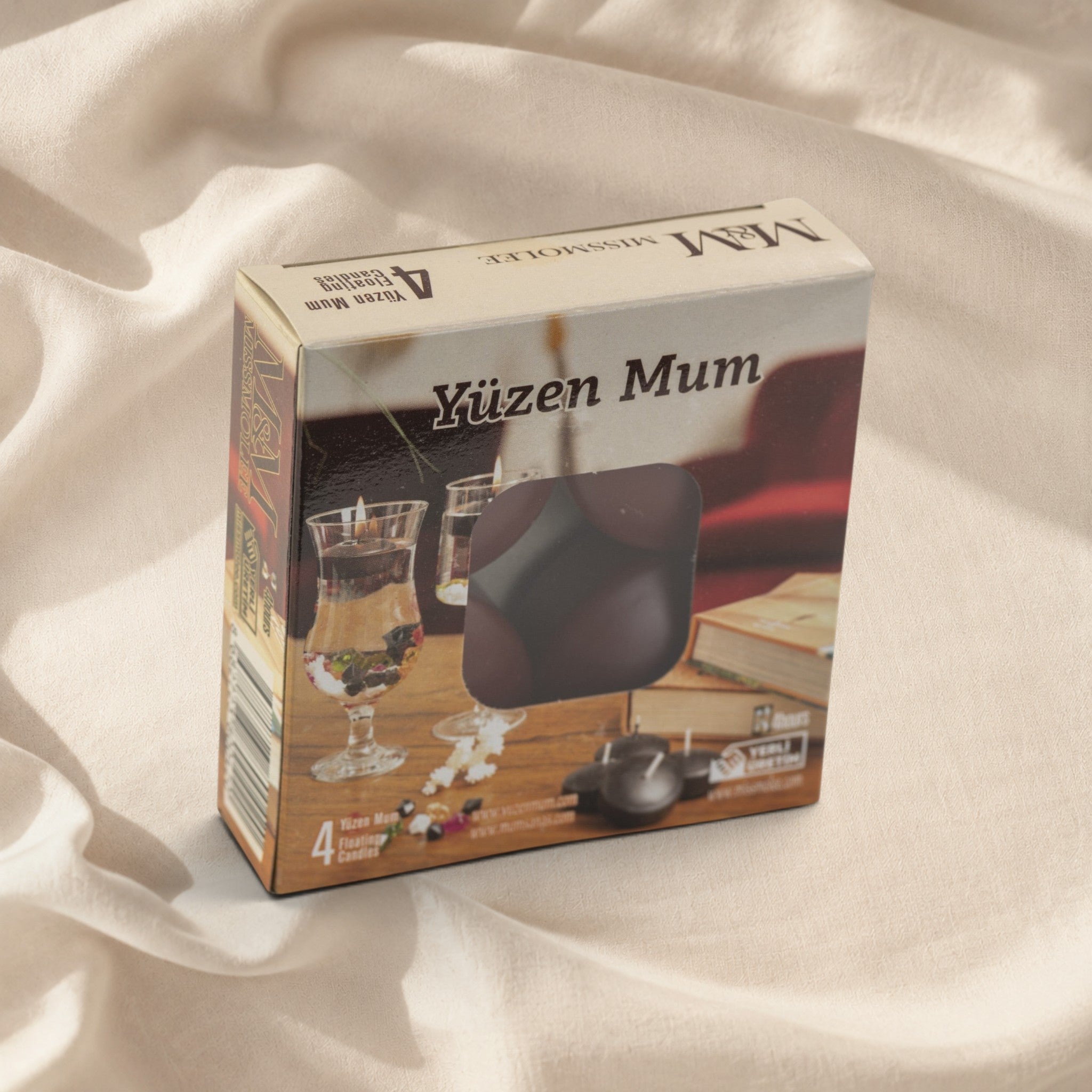MUMSAN CANDLE 4'lü yüzen mum seti, klasik kutu içinde, dekoratif ve uzun süre yanan mumlar.